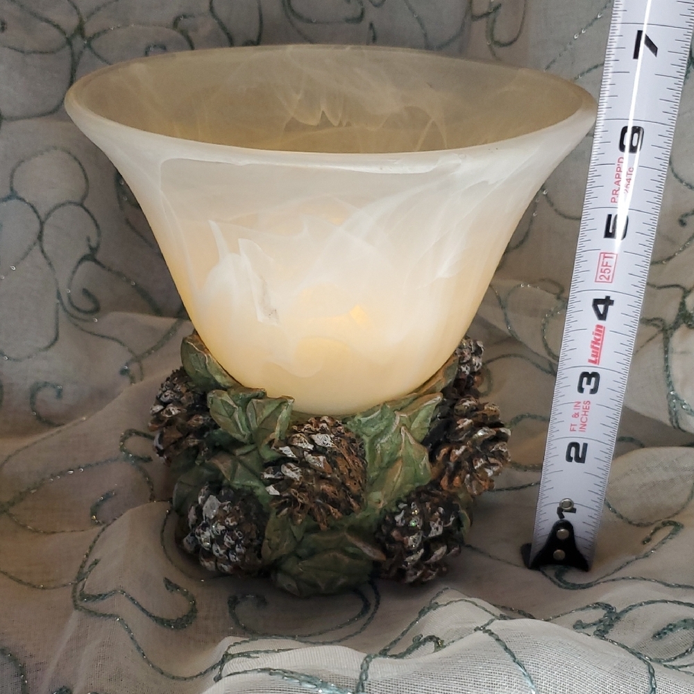 White Swirl Vase with Pinecone Base - Picture 6 of 8